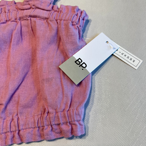 BP Crop Top‎ Ruffle Strap Pink Linen Blend Summer Sleeveless Shirt S - Picture 4 of 10
